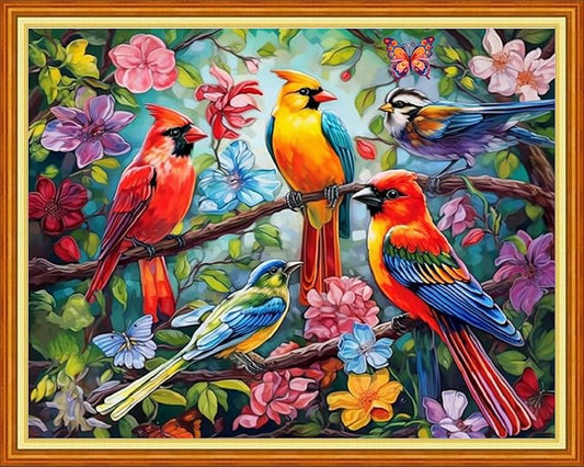 Redxing Stamped Cross Stitch Kits Embroidery kit for Beginners Adults Full Range of Embroidery Patterns Starter Kits DIY Printed Cross Stitch Kits Needlepoint Kits 11CT- Birds on Trees 16x20 inch