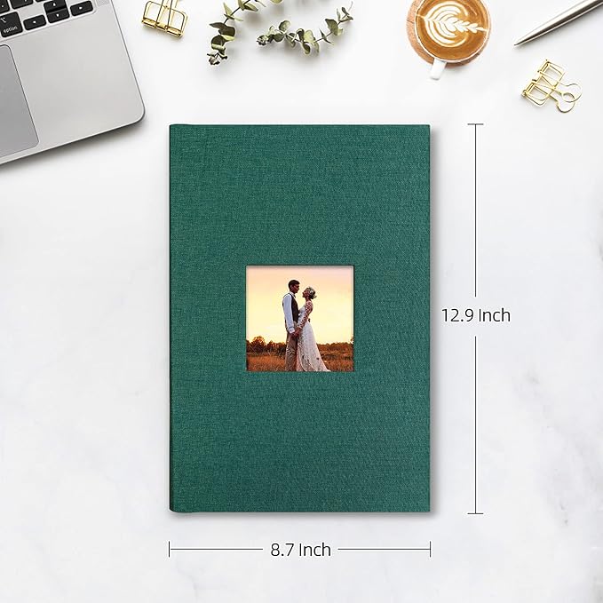Mublalbum Photo Album 4x6 300 Photos Linen Cover with Memo Areas Photobook Pictures Book for Wedding Family Baby and Vacation (Dark Green)