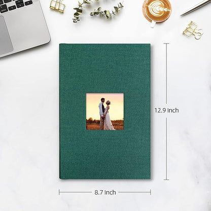 Mublalbum Photo Album 4x6 300 Photos Linen Cover with Memo Areas Photobook Pictures Book for Wedding Family Baby and Vacation (Dark Green)