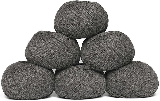 Origins - 100% Baby Alpaca Yarn Wool Set of 6 Skeins (300 Grams) DK Weight Made in Peru Natural Colors (Undyed) Heavenly Soft Perfect for Knitting and Crocheting (Mountain Fog, Origins 6 Skeins DK)