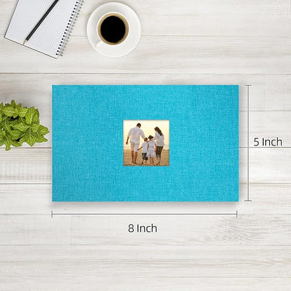 potricher Small Photo Album 4x6 100 Photos Linen Cover Picture Photo Book for Family Wedding Anniversary Baby Vacation (Blue,100 Pockets)