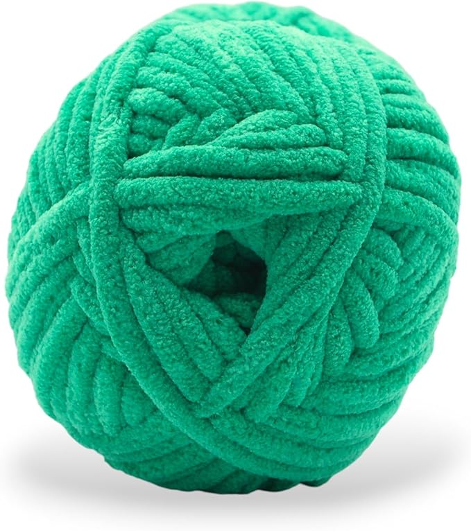 Okey Dokeys 300g Jumbo Velvet Chenille Yarn 7 Jumbo – Plush, No-Fray, Durable Plushies, Posh Soft Crochet Projects Beginner Friendly (130 yds) (Touch Some Grass Green (116), 1 Pack (17.90/Skein))