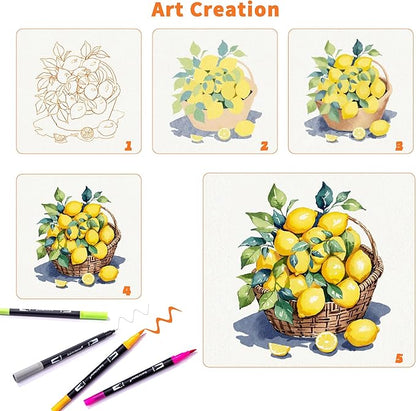 Abvqr Dual Markers Brush Pens, 120 Coloring Pens for Adults – Premium Art Supplies for Adults, Perfect for Coloring Books, Hand Lettering, Calligraphy, and Drawing