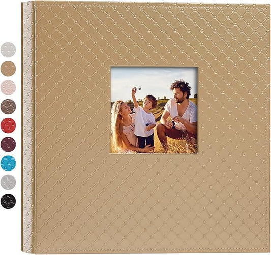 Mublalbum Leather Photo Album 4x6 1000 Photos Large Capacity Picture Book with Horizontal and Vertical Pockets for Baby Wedding Anniversary and Family (Gold)