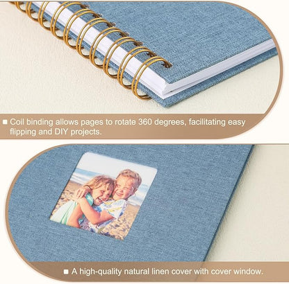 Scrapbook Photo Album 12x12 Inches 80 Pages Hardcover Kraft Paper Linen Cover Scrap Book Memory Book DIY Scrapbook Albums for Wedding Baby Boyfriend Travel Anniversary Family, Blue