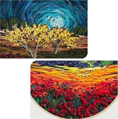 Maydear 4 Pack Embroidery Starter Kit with Pattern, Stamped Cross Stitch Kits for Beginners Adults with Embroidery Hoop and Instructions, Hand Embroidery Kit (Embroidery kit flower2)