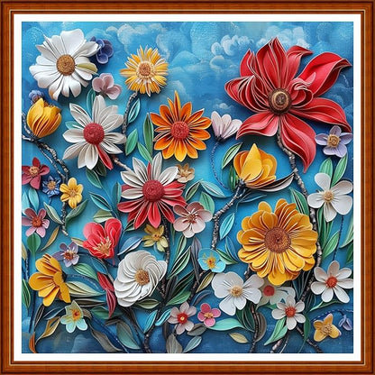 Joyhoor Stamped Cross Stitch Kits for Beginners Needlepoint Kits for Adults Embroidery Kits 11CT Counted Cross Stitch Kits Printed Embroidery Pattern- Colorful Flowers 18x18 inchs