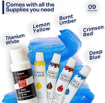 Painting4Real DIY Art Painting Kit for Adults – Learn to Paint Moon River with Video Tutorials – 9 Pieces Acrylic Paint Set for Adults –Perfect Christmas Crafts & Holiday Gifts for Art Lovers