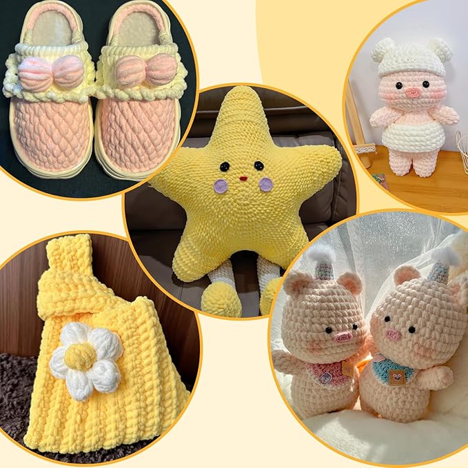 Chunky Chenille Yarn for Crocheting - 2x200g Baby Blanket Yarn for Crocheting Soft - 350 Yards Fluffy Thick Plush Yarns for Knitting Blankets Amigurumi (2, Violet)