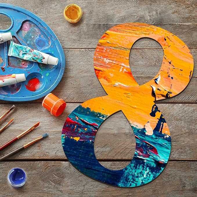 17 inch Large Wooden Numbers for Party Decor, Big Wood Number 8 for Wall Decor, Unfinished Blank Giant Wooden House Numbers, Wood Signs for Crafts, Birthday, Rustic Wedding, Christmas, Baby Shower