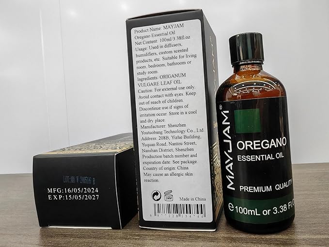 Oregano Essential Oil, MAYJAM Pure Essential Oils for Diffusers, 3.38FL.OZ/100ML Large Volume Oregano Oil with Premium Glass Dropper
