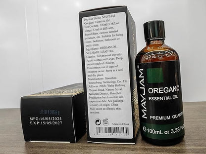 Oregano Essential Oil, MAYJAM Pure Essential Oils for Diffusers, 3.38FL.OZ/100ML Large Volume Oregano Oil with Premium Glass Dropper