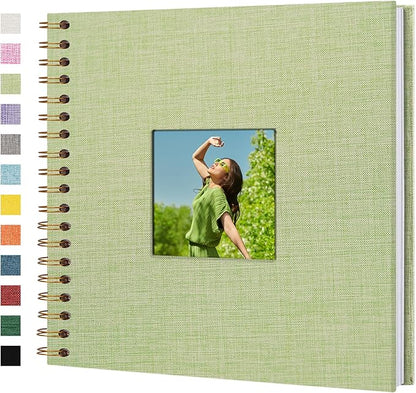 Yopih Linen Covered Scrapbook Photo Album, 10x10 Inches with Hardcover Kraft White Pages - Ideal for Travel, Wedding, Guest Book, Christmas, Baby Shower (20 Sheets/40 Pages)