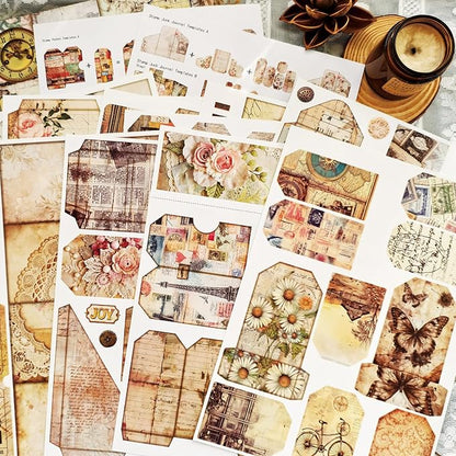 Bomichi Junk Journal Supplies, Vintage Decorative Scrapbook Supplies for Junk Journal Card Making Picture Art Collage DIY