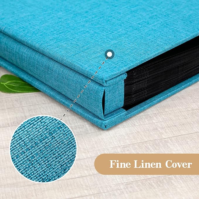 potricher Linen Hardcover Photo Album 4x6 1000 Photos Large Capacity for Family Wedding Anniversary Baby Vacation (Blue, 1000 Pockets)