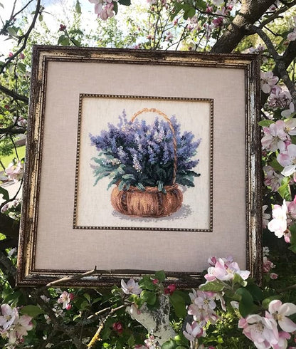 RIOLIS - French Lavender 1404, Cross Stitch Kits 9¾"x9¾, Cross Stitch Kits for Adults, Counted Cross Stitch Kits, Embroidery Kit for Beginners & Advanced, Floral Crossstitching Kits