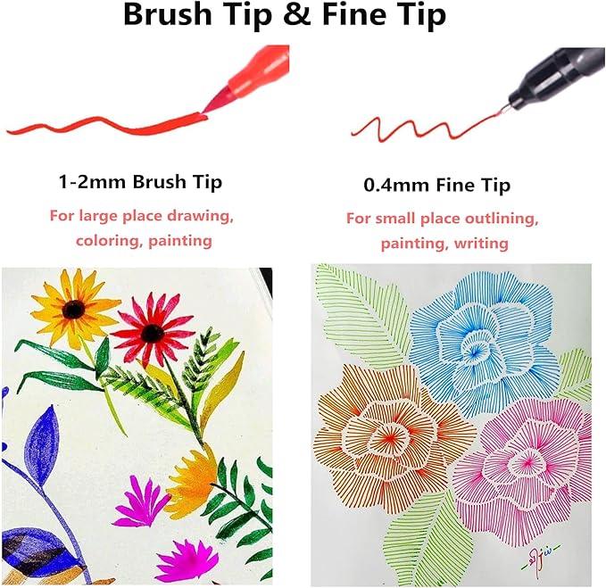 Abvqr Dual Markers Brush Pens, 72 Colors Art Marker Set with Brush and Fine Tips – Premium Art Supplies for Adults, Perfect for Coloring Books, Hand Lettering, Calligraphy, and Drawing