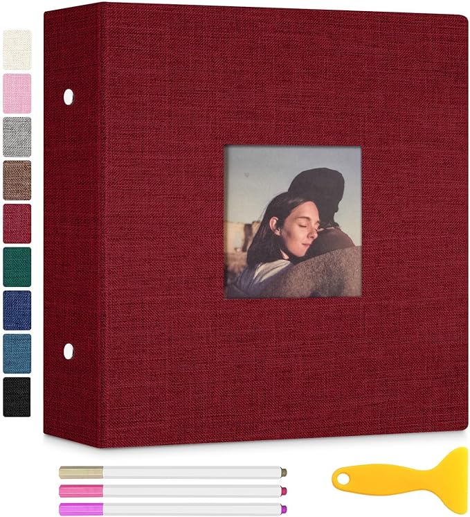 Zesthouse 18 In Photo Album Self Adhesive with Picture Display Window, 3-Ring Scrapbook Albums 60 Pages Holds 10x12 8x10 5x7 4x6 Photos, DIY Photo Book Ideal Gift for Family Wedding Baby