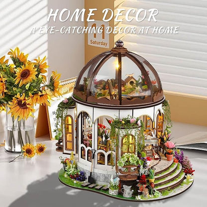 Kisoy DIY Miniature House Kit, Tiny House Building Kit with Furniture and LED Light for Adults and Teens, DIY Mini House Craft Kit, Decorations/Gifts for Family and Friends（Hanging Garden）