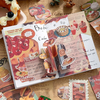 Draupnir Vintage Aesthetic Scrapbook Kit, Bullet Junk Journal Kit with Journaling/Scrapbooking Supplies, Stationery, A6 Grid Notebook Graph Ruled Pages, DIY Gift for Women