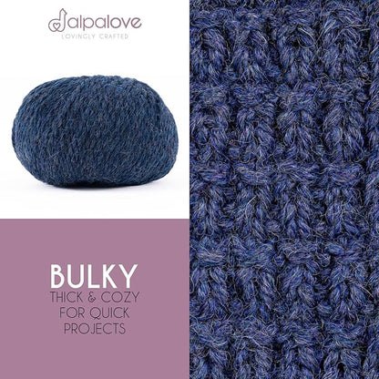 Bulky Set (6 x 1.75 oz) Super Soft Baby Alpaca Knitting Yarn Dark Blue 328 Yards