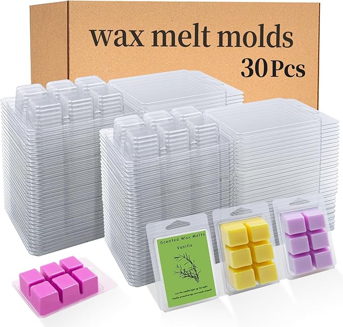 Thickened Wax Melt Molds Containers Clamshells Packaging for Wax Melts,Wax Tart Packaging for Enterprises or Households,Wax Seal Mold,Scentsy Wax Melts,Soy Wax,Wax Melt Warmer (30pcs)