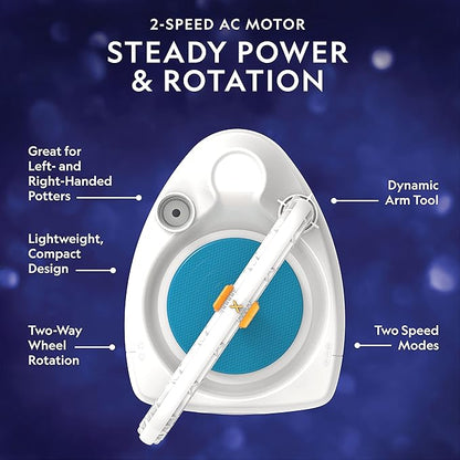 NATIONAL GEOGRAPHIC Deluxe Pottery Wheel Kit – Complete Starter Pottery Set, Plug-In Motor, 3 lbs. Air Dry Clay, Gemstone Chips, Sculpting Tools, Patented Arm Tool, Paints & More, Great Kids Craft Kit