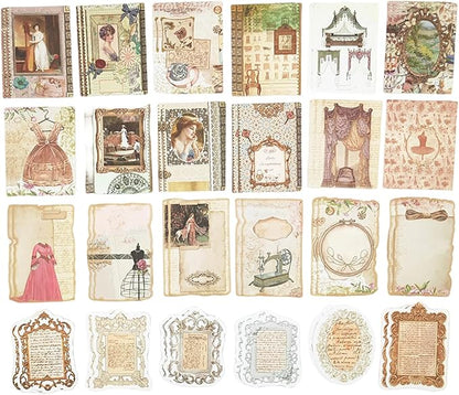 100PCS Vintage Journaling Scrapbooking Supplies Ephemera Pack for Junk Journal Planners Decoupage Paper Scrapbook Stickers Aesthetic Cottagecore Collage Craft Album (Romance)