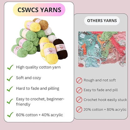 CSWCS Crochet Sunflower Blanket Kit for Beginners, Granny Square Pattern Crochet Yarn Accessories, Instructions Video for Starter, Adult Craft Knitting Kit for DIY Women (Green Sunflower)