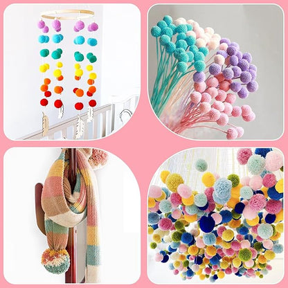 FTEVEN 41Pcs Pom Pom Maker Kit, 8 Size Pompom Maker Tools Set with Warped Head Scissor and Instruction, Used for Fluff Ball Weave DIY Crochet Knitting, Pom Pom Maker for Yarn Knitting Craft Project