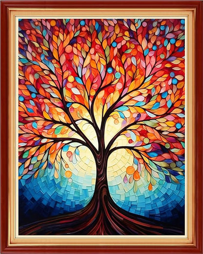 Dimensean Stamped Cross Stitch Kits Full Range of Embroidery Patterns Starter Kits for Beginners Adult DIY Cross Stitches Needlepoint Kits 11CT-Colorful Night Light Tree 16x20 inch