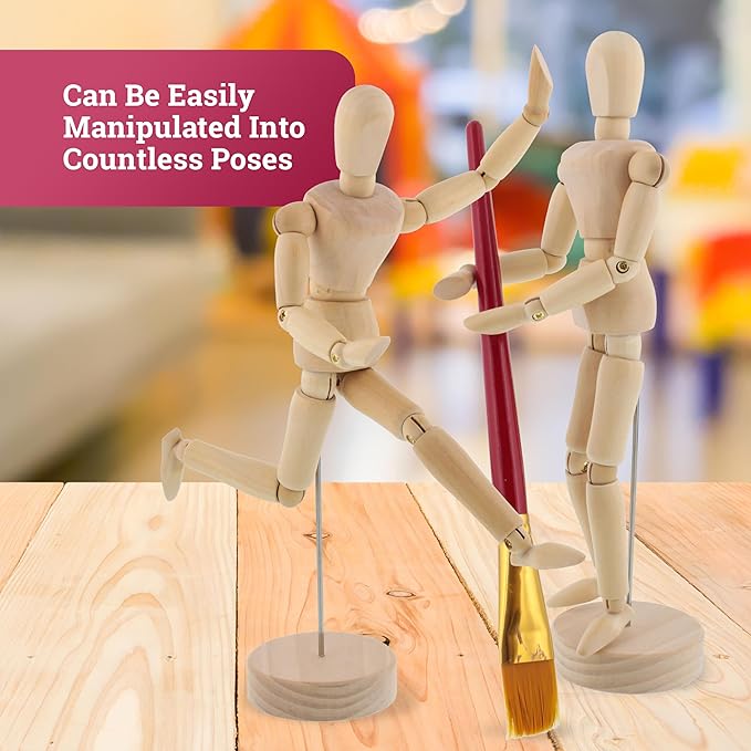 US Art Supply® Wood 8" Female - Artist Drawing Manikin Articulated Mannequin with Base and Flexible Body - Perfect for Drawing The Human Figure (8" Female)