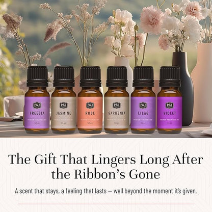 P&J Trading Fragrance Oil Floral Set | Violet, Jasmine, Rose, Lilac, Freesia, and Gardenia Candle Scents for Candle Making, Freshie Scents, Soap Making Supplies, Diffuser Oil Scents