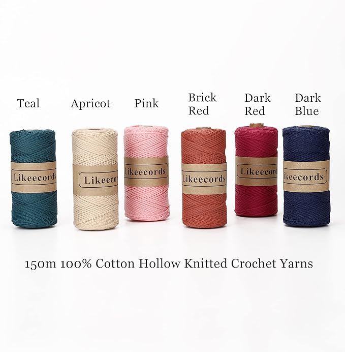 100% Cotton Crochet Bag Cord 2mm 170m Macrame Cord 2mm Crochet Thread Macrame Rope Gift for Knitter (Pink)