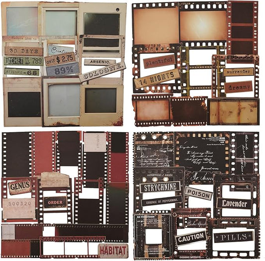AuriicLeaf Retro Film Frame Scrapbook Stickers, 100pcs Vintage Cardstock Ephemera Labels & Borders for Journaling, Planners, Collage, DIY Crafts, Aesthetic Decoration Supplies