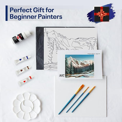 Painting4Real DIY Art Painting Kit for Adults – Learn to Paint Alpine Morning with Video Tutorials – 9 Pieces Acrylic Paint Set for Adults –Perfect Christmas Crafts & Holiday Gifts for Art Lovers