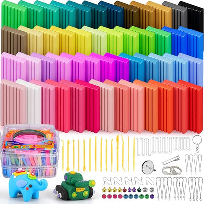 Polymer Clay Starter kit, 51 Colors DIY Modeling Clay for Kids, Oven Baked Model Clay with Sculpting Tools, Non-Sticky, Gfit for Children and Artists