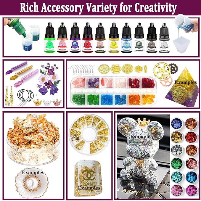 Resin Kit - Complete Resin Kits and Molds Set, 125pcs Resin Jewelry Making Kit for Beginners with Sphere, Pyramid, Crystal Molds & Epoxy Supplies for DIY Crafts