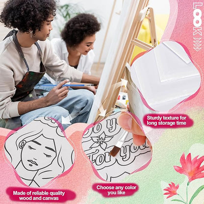 Sherr 140 Pcs 20 Set Pre Drawn Canvas Kit for Painting Craft Sip and Paint Kit for Adults Pre Printed Canvas Painting Favor for Virtual DIY Birthday Gifts Adult's Date Party(Feminism)