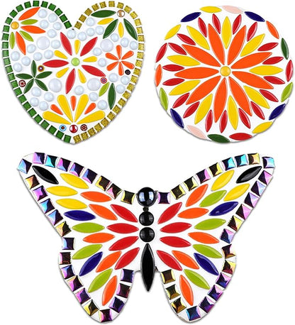 EDFLIFE Glazed Ceramic Tiles for Crafts Bucks, Iridescent Porcelain Mosaic Tiles for Crafts, 1.1LB Leaf Petal Tiles for Mosaic Making Kits Adult DIY Hobbies Children Handmade Home Decoration