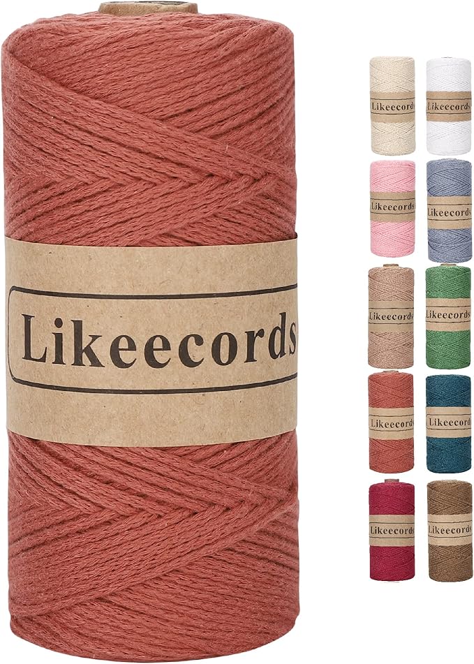 100% Cotton Crochet Bag Cord 2mm 170m Macrame Cord 2mm Crochet Thread Macrame Rope Gift for Knitter (Rust)