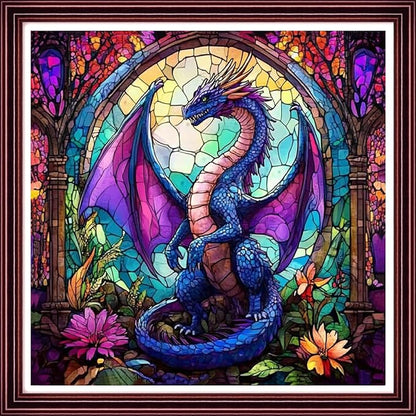 DMCCRAFT Stamped Cross Stitch Kits for Adults 11CT Printed Cross-Stitch Patterns Embroidery Kits Easy Cross Stitching Needlepoint Kits Crossstitch-Colorful Dragon Flower 18x18 inch