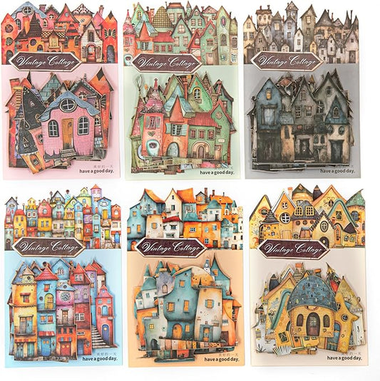 90 Pieces Aesthetic Magic Cottage Sticker Set, 6 Pack Vintage Fantasy Cottage Stickers for Scrapbooking, Journaling, DIY Crafts Arts, and Junk Journal Supplies