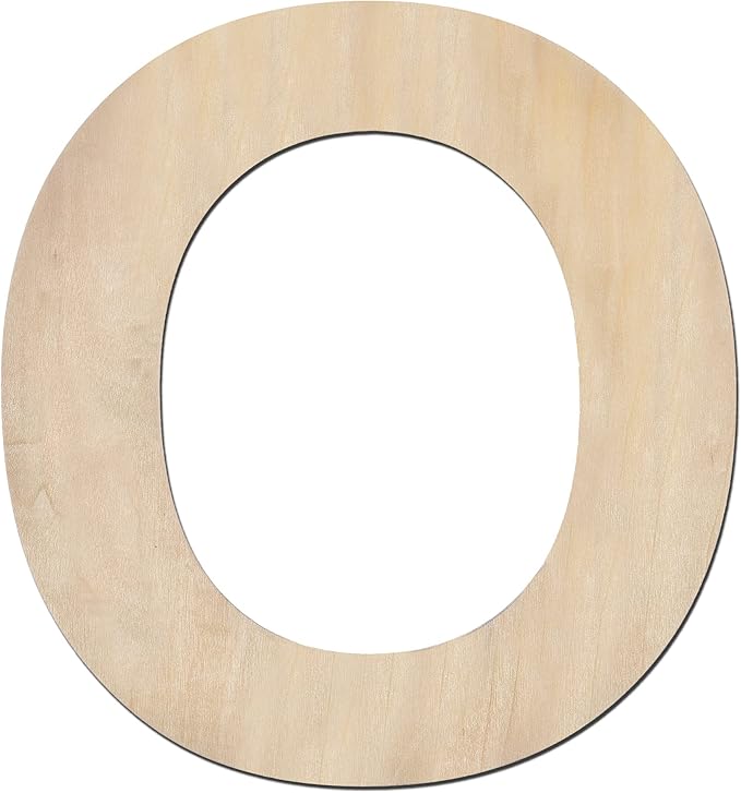 12 Inch Wooden Letter O, 1/4 Inch Thick Large Unfinished Wood Letter for Home Wall Decor, DIY Crafts
