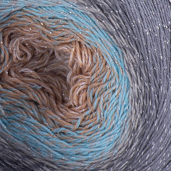 2 Skein Yarn Art Flowers Moonlight Yarn 53% Cotton 43% Acrylic 4% Metallic Polyester, 260gr 1094yds Multicolor Cotton Yarn Rainbow Crochet Yarn Spring Summer Fine-1 Top 10 Most Used Colors (3268)