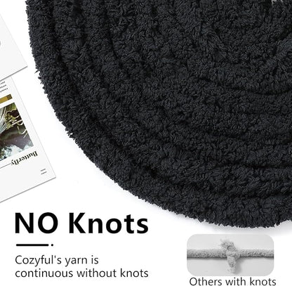 Chunky Yarn for Hand Knitting - #10 Chunky Chenille Yarn, Jumbo Big Thick Chunky Yarns for Crocheting, Super Bulky Chunky Knit Blanket Yarns, 8 Skein (25 yds 8 oz Each Skein), Black