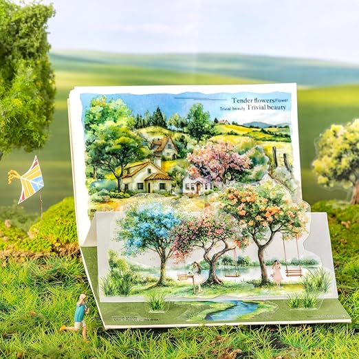 AuriicLeaf Scenery of a Tree PET Tape Set with Clip, 6 Rolls Decorative Landscape Stickers for Scrapbook, Journal and Crafts