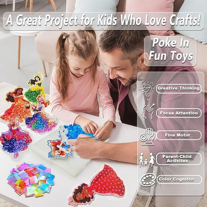 skyenchant Princess Poke in Art Kit - Magical Dress-Up Crafts, Creative Fun Activity for Girls, Best Birthday Gift for Ages 4-9 Years Old(8cpcs) (Princess-8)