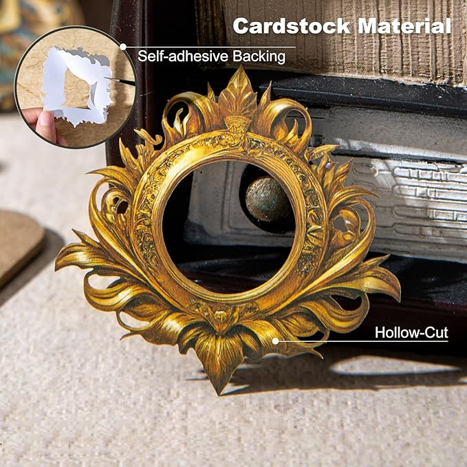 AuriicLeaf Medieval Frame Stickers – 60 Hollow-Cut Cardstock Stickers for Scrapbook & Journal, Vintage Self-Adhesive Embellishments for Junk Journal, DIY Art & Collage Design