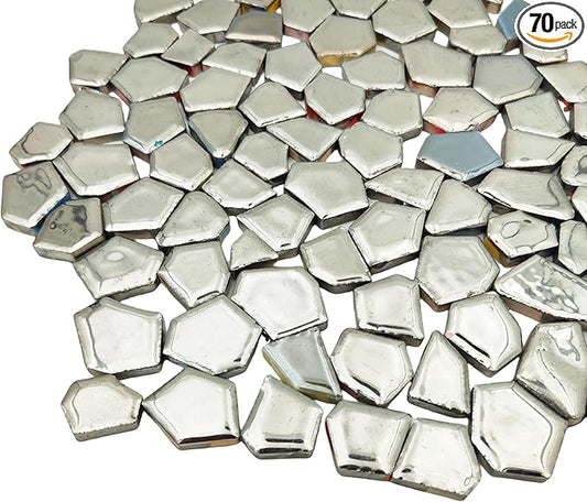 1.1 LB Porcelain Ceramic Mosaic Tiles,Broken Irregular Mosaic Tiles for DIY Craft Floor,Kitchen,Pool, Flower Pots Mosaic Making Supplies (Sliver)